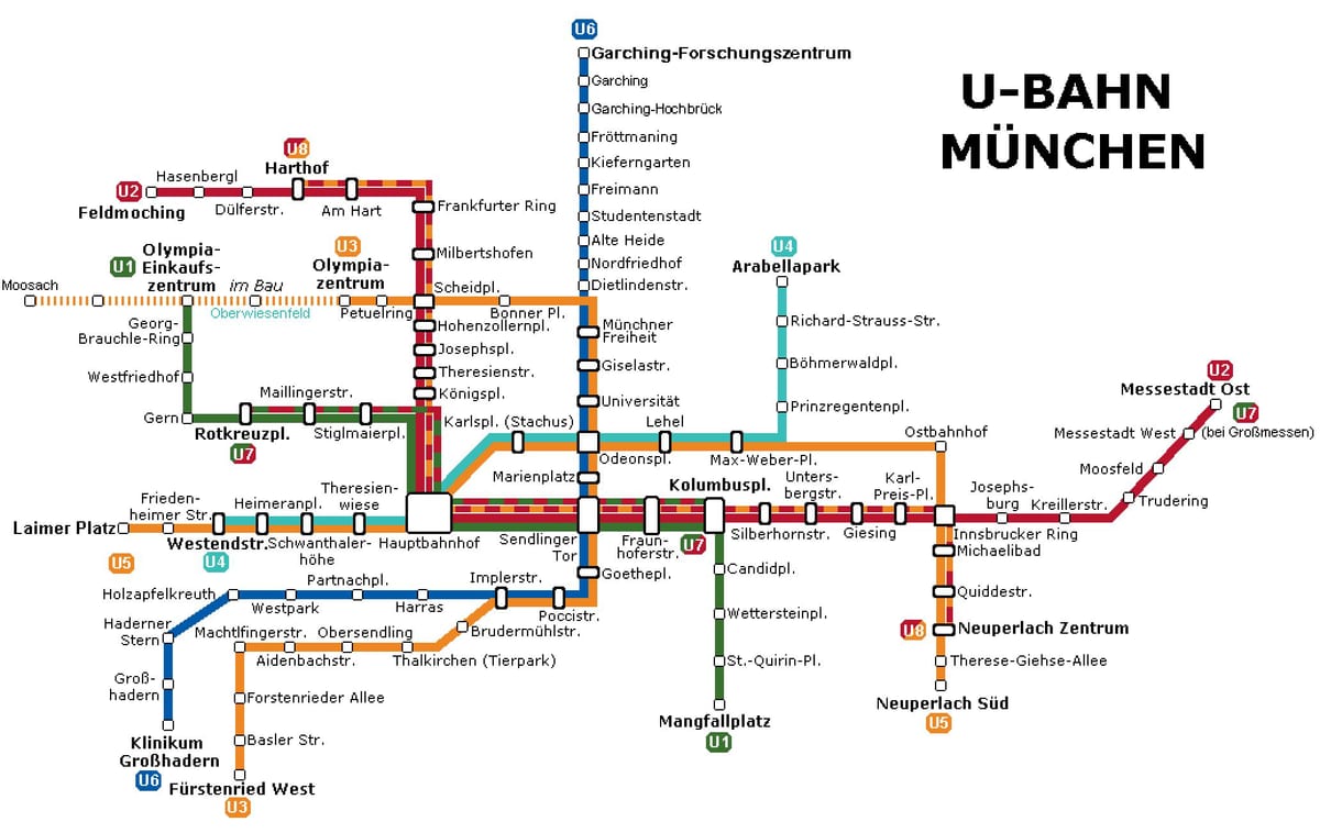 ubahn মানচিত্র মিউনিখ